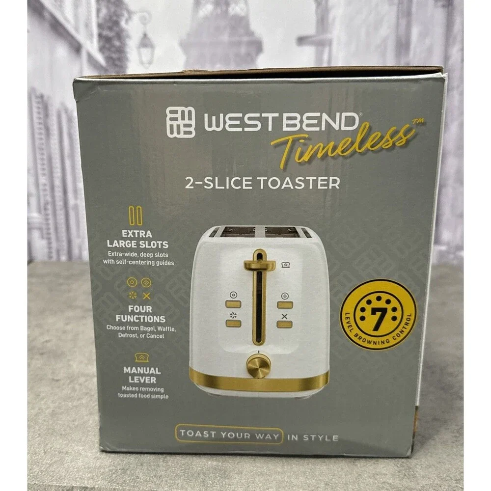 West Bend Timeless 2-Slice Toaster with Bagel/Waffle/Defrost Setting New In Box